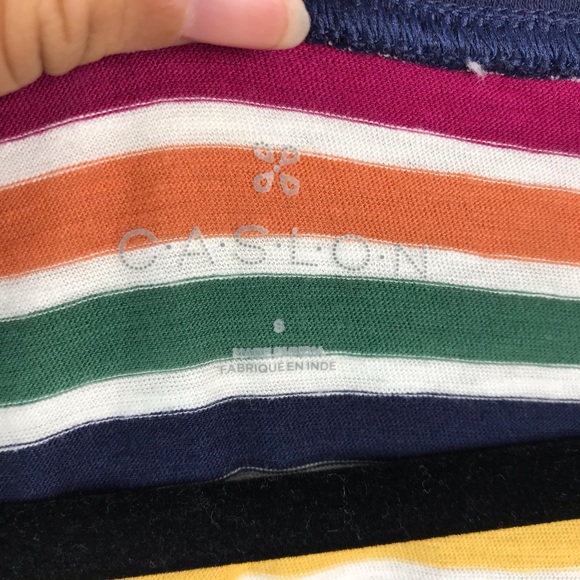 Caslon Striped V-Neck Tank Sz Small - Picture 2 of 5
